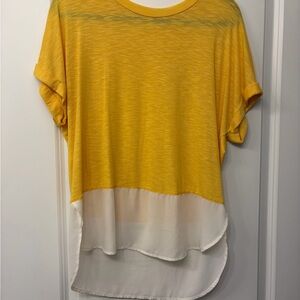 Lush | Yellow and White Short Sleeve Blouse